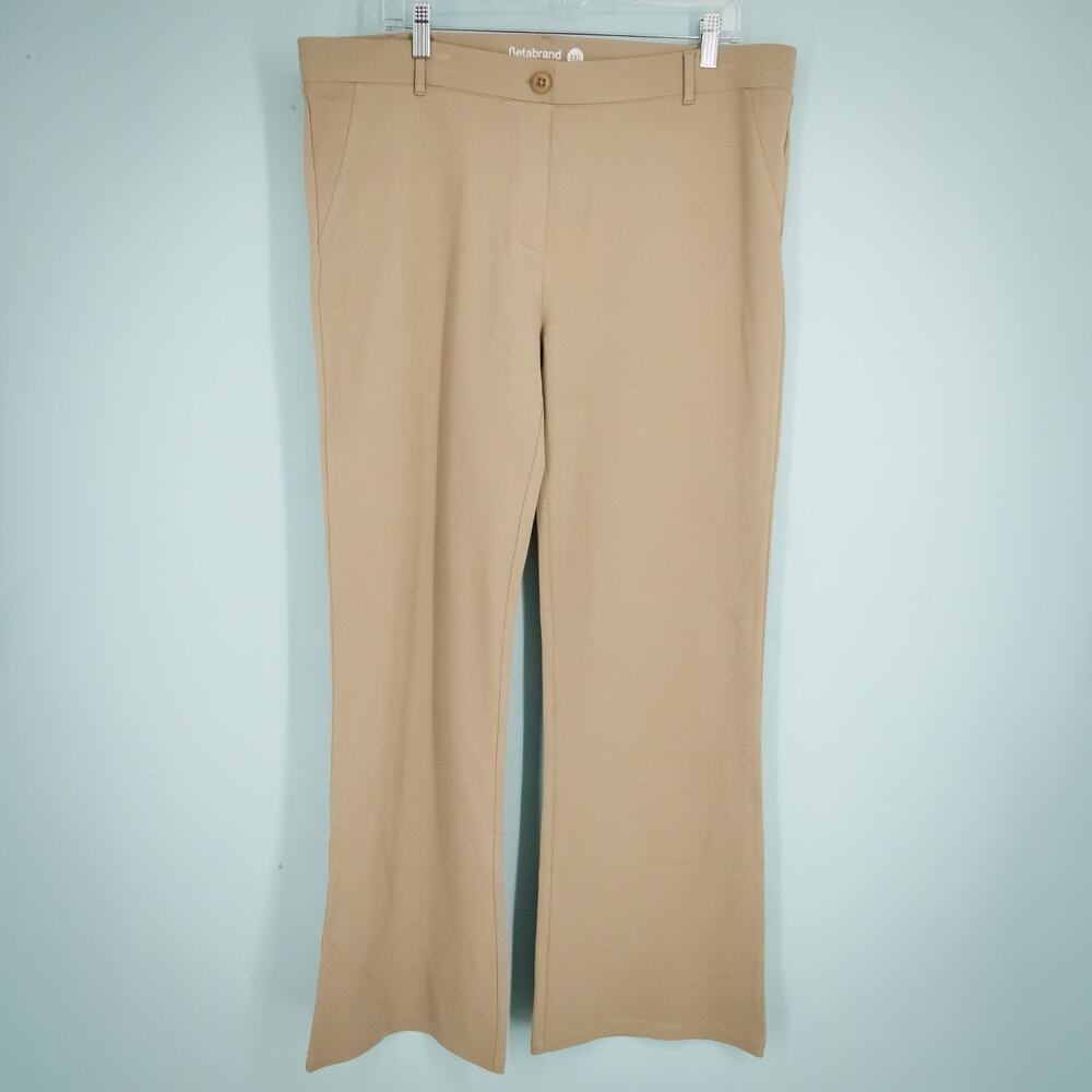 Betabrand Plus Size XXL Khaki Classic Dress Yoga Pull On Straight Leg Knit Pants